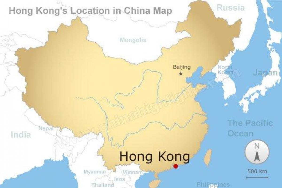 kaart van China en Hong Kong