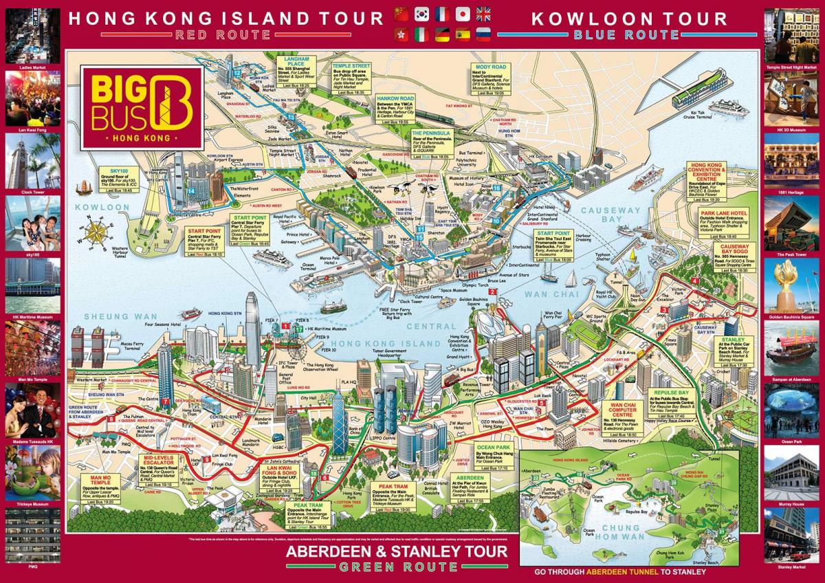 Hong Kong groot bus toer kaart
