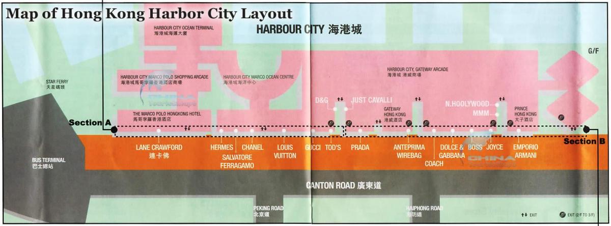 kaart van die hawe stad Hong Kong