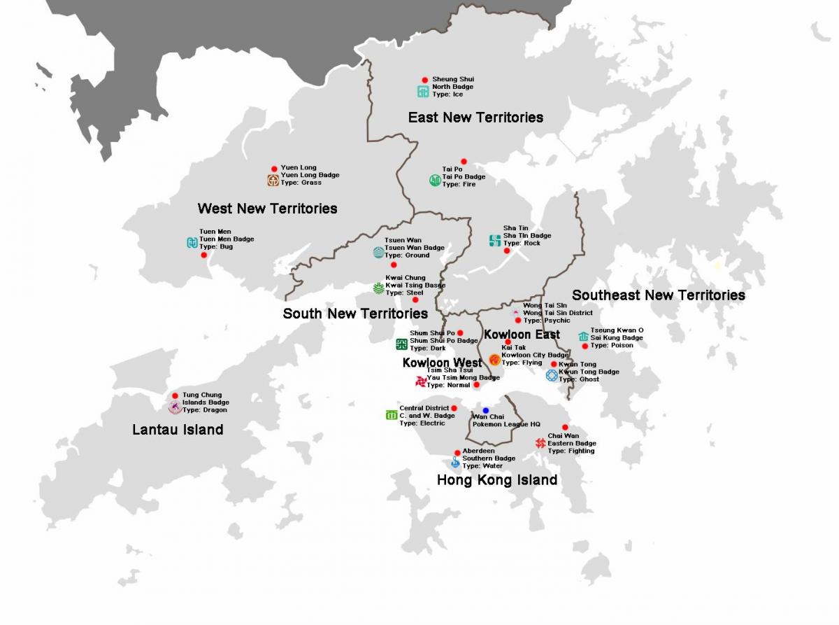 kaart van Hong Kong distrikte