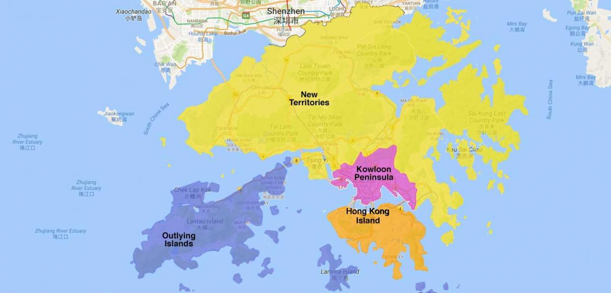 kaart van Hong Kong gebied