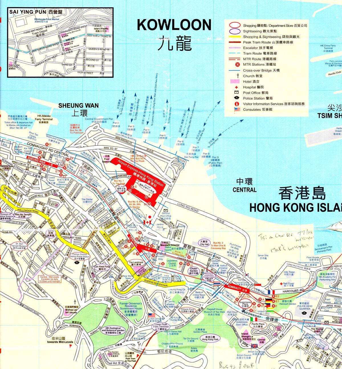 die hawe van Hong Kong kaart
