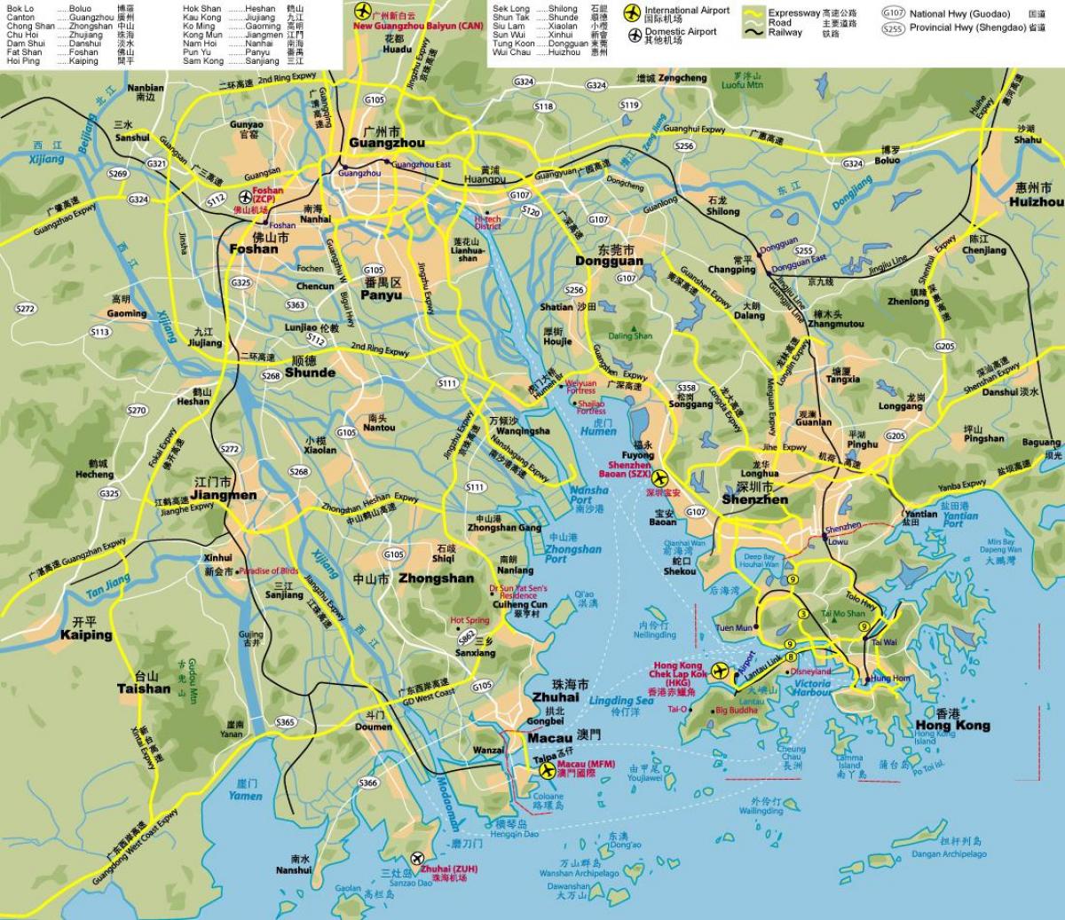 padkaart van Hong Kong