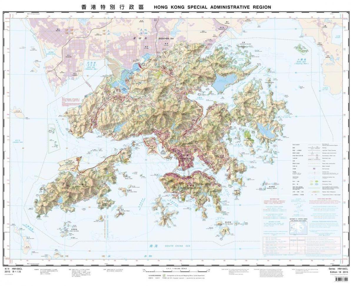 topografiese kaart van Hong Kong