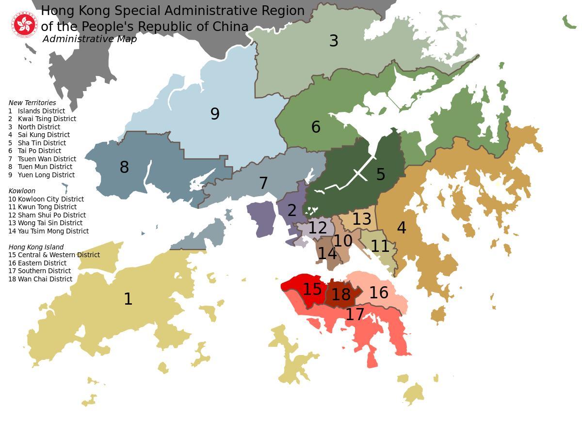 kaart van Hong Kong wyk