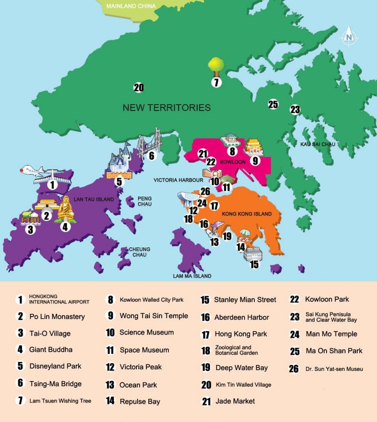kaart van nuwe gebiede Hong Kong
