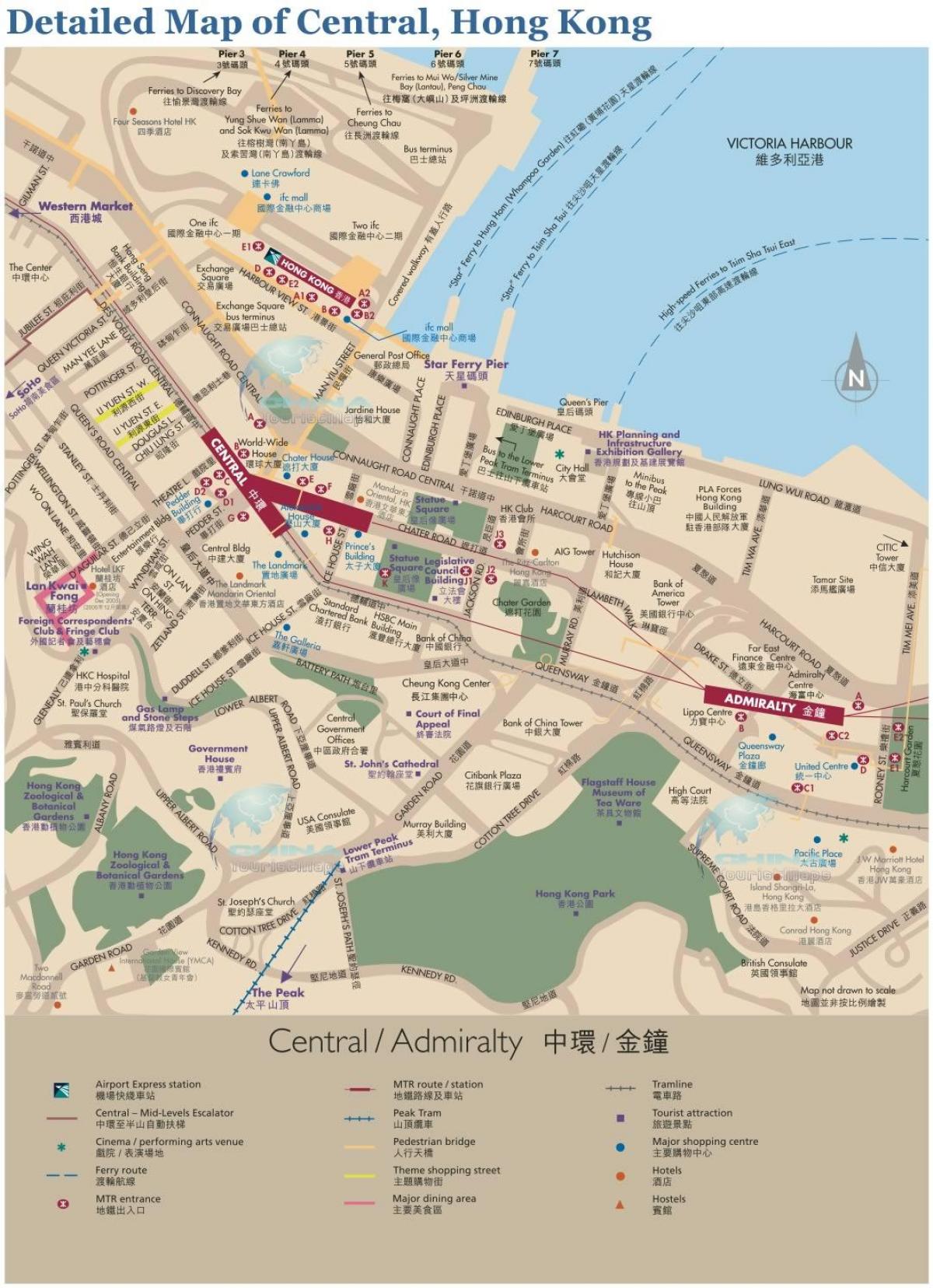 Hong Kong sentrale kaart