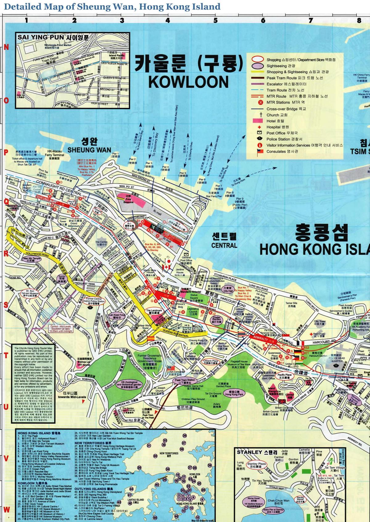 kaart van Sheung Wan Hong Kong