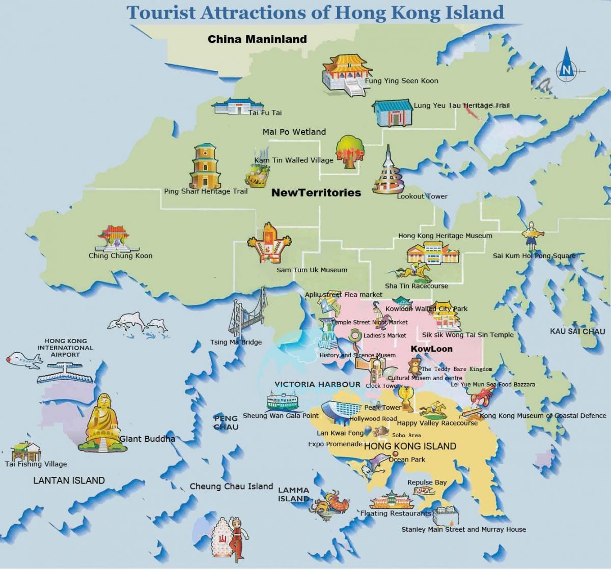 die hoogtepunt Hong Kong kaart