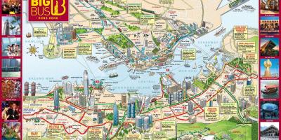 Hong Kong groot bus toer kaart