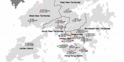 Kaart van Hong Kong distrikte