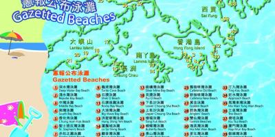 Kaart van Hong Kong strande