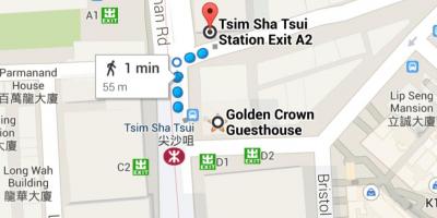 Tsim Sha Tsui MTR stasie kaart
