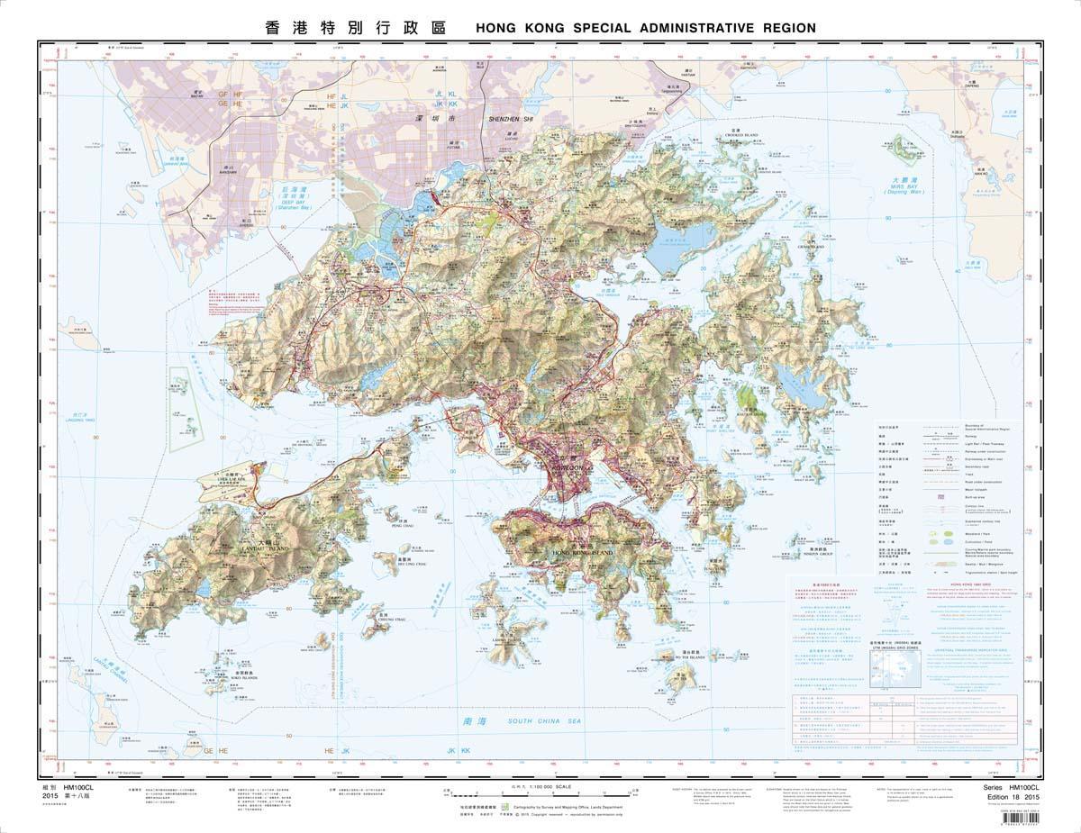 kontoer kaart Hong Kong