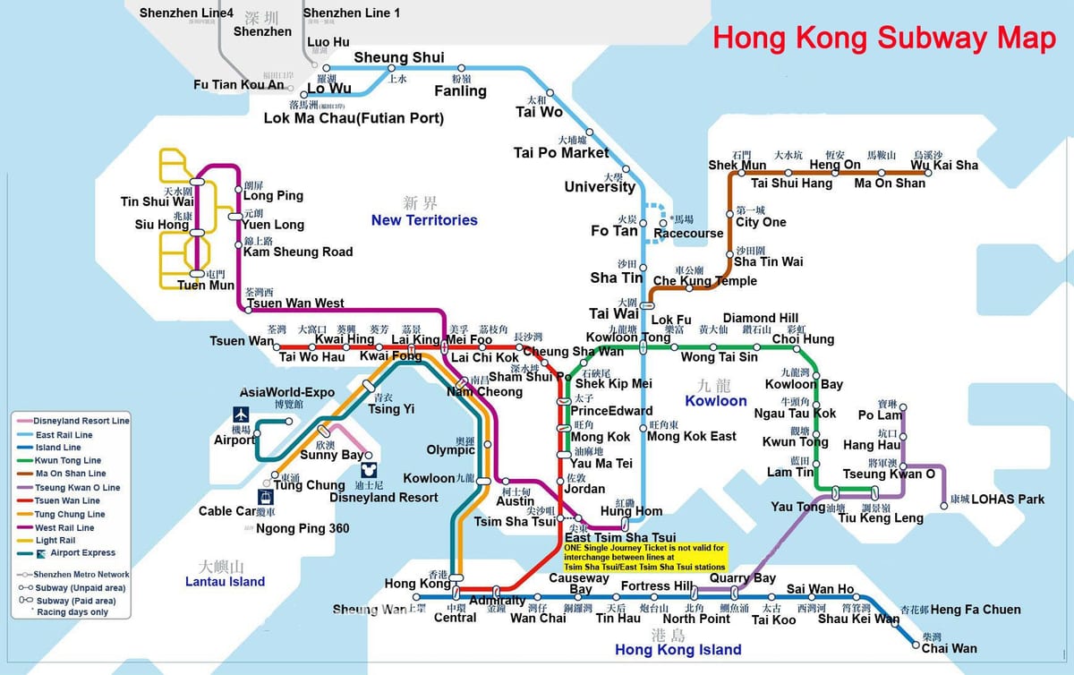 metro kaart Hong Kong