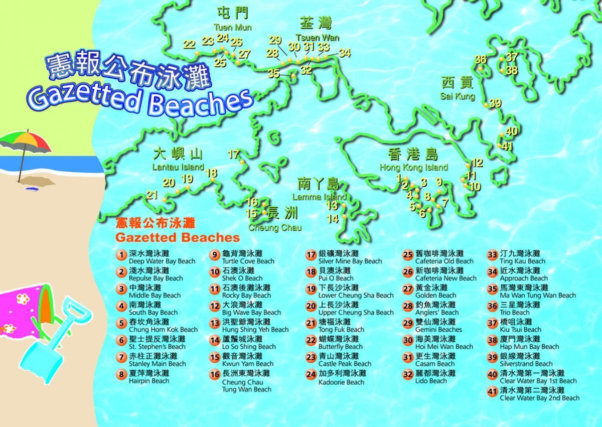 kaart van Hong Kong strande